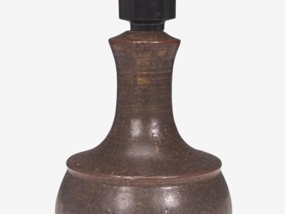 Danish Modern Small Table Lamp Brown Glazed Stoneware Denmark 1960s