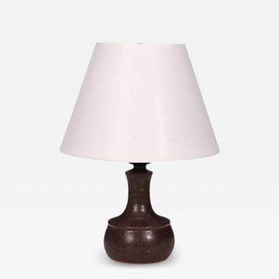 Danish Modern Small Table Lamp Brown Glazed Stoneware Denmark 1960s