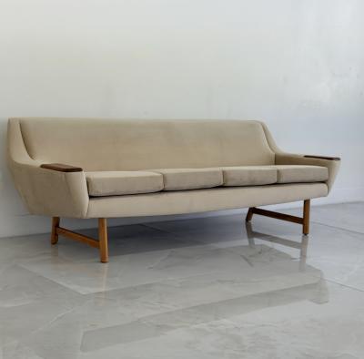 Danish Modern Sofa with Teak Paws Oak H Base 1960s 2 Configurations