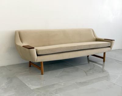 Danish Modern Sofa with Teak Paws Oak H Base 1960s 2 Configurations