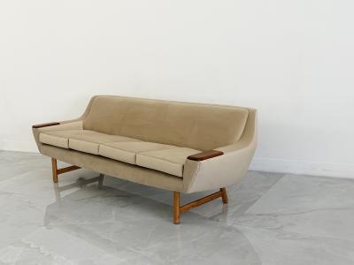 Danish Modern Sofa with Teak Paws Oak H Base 1960s 2 Configurations