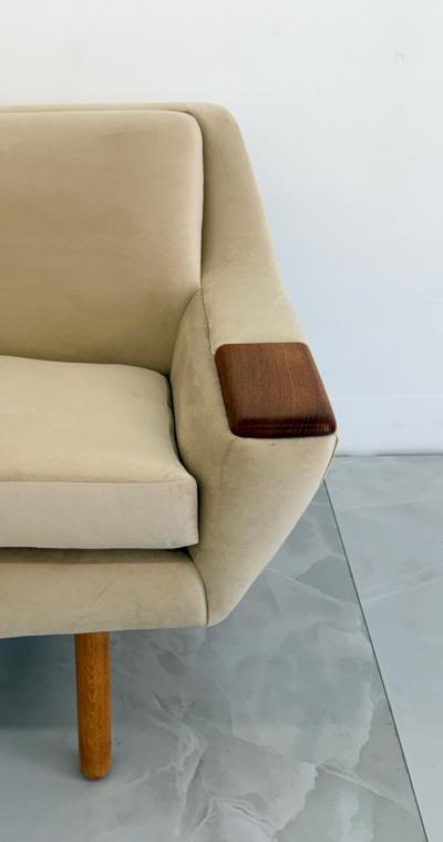 Danish Modern Sofa with Teak Paws Oak H Base 1960s 2 Configurations