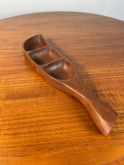 Danish Modern Solid Teak Monkey Pod Tray with Handle