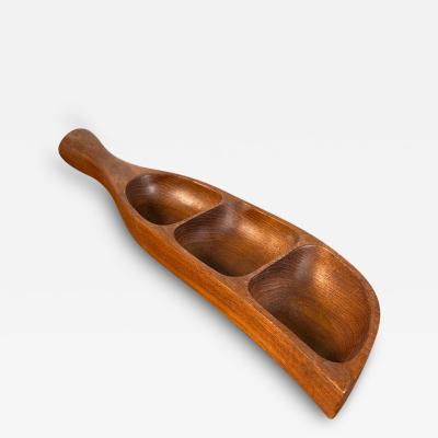 Danish Modern Solid Teak Monkey Pod Tray with Handle