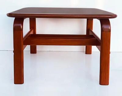 Danish Modern Solid Teak Side Table Rounded Edges and Curved Legs