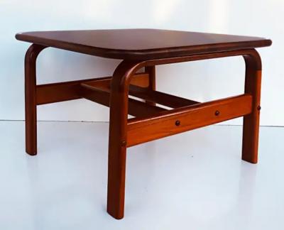 Danish Modern Solid Teak Side Table Rounded Edges and Curved Legs