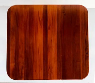 Danish Modern Solid Teak Side Table Rounded Edges and Curved Legs