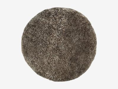 Danish Modern Style Gray Sheepskin Maple Shearling Footstools 21st c 