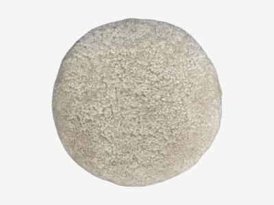 Danish Modern Style Sheepskin Stools Beige Shearling Maple USA 21st c 