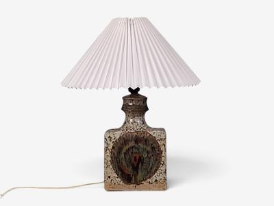 Danish Modern Table Lamp Beige Glazed Ceramic Denmark 1960s