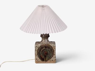 Danish Modern Table Lamp Beige Glazed Ceramic Denmark 1960s