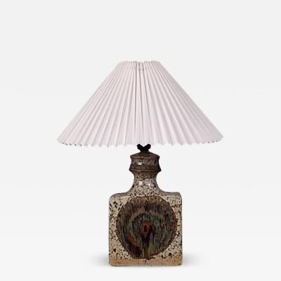 Danish Modern Table Lamp Beige Glazed Ceramic Denmark 1960s