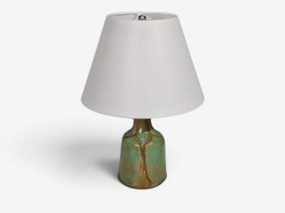 Danish Modern Table Lamp Green Glazed Stoneware Denmark 1970s