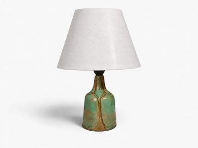 Danish Modern Table Lamp Green Glazed Stoneware Denmark 1970s