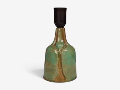 Danish Modern Table Lamp Green Glazed Stoneware Denmark 1970s