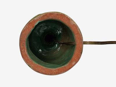 Danish Modern Table Lamp Green Glazed Stoneware Denmark 1970s