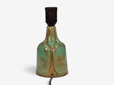 Danish Modern Table Lamp Green Glazed Stoneware Denmark 1970s