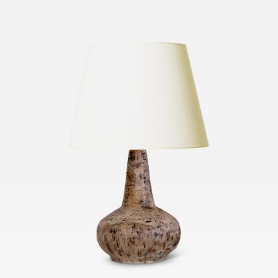 Danish Modern Table Lamp With Cork Like Glazing