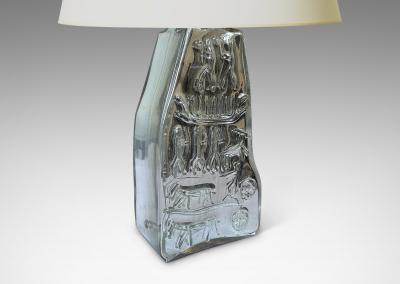 Danish Modern Table Lamp in Mirrored Glass