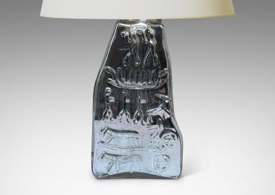 Danish Modern Table Lamp in Mirrored Glass