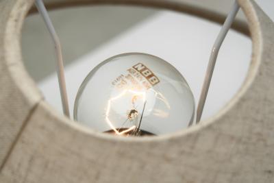 Danish Modern Table Lamp with Wood Base Denmark Mid 20th Century