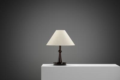Danish Modern Table Lamp with Wood Base Denmark Mid 20th Century