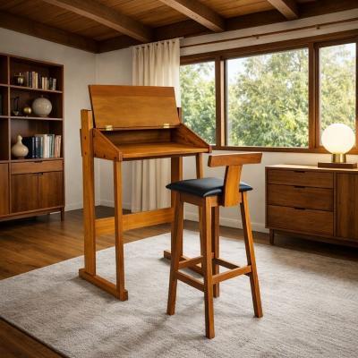 Danish Modern Teak Adjustable Height Desk and Chair circa 1960s