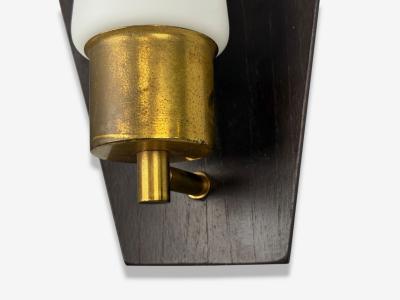 Danish Modern Teak Brass Opaline Glass Wall Lights Denmark 1960s