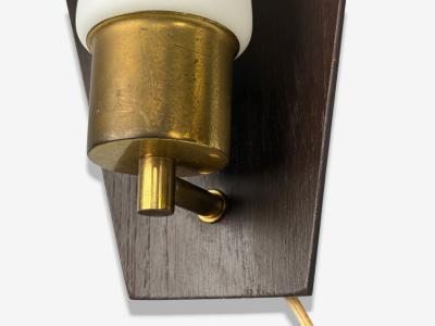 Danish Modern Teak Brass Opaline Glass Wall Lights Denmark 1960s
