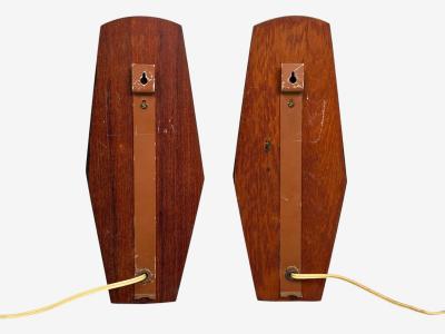 Danish Modern Teak Brass Opaline Glass Wall Lights Denmark 1960s