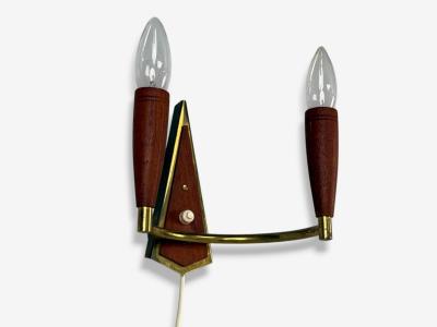 Danish Modern Teak Brass Wall Light Denmark 1960s