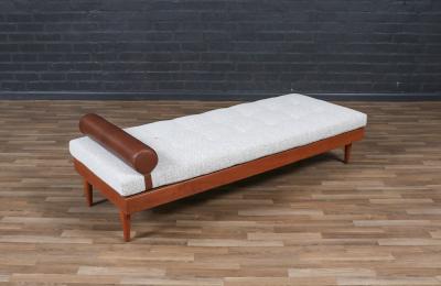 Danish Modern Teak Daybed w Leather Accents
