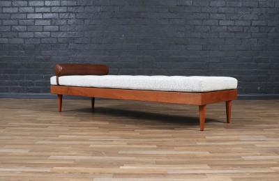 Danish Modern Teak Daybed w Leather Accents