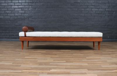 Danish Modern Teak Daybed w Leather Accents