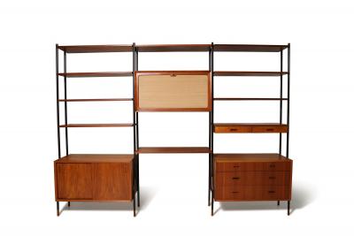 Danish Modern Teak Free Standing Wall Unit with Bar by Lyby M belfabrik