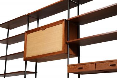 Danish Modern Teak Free Standing Wall Unit with Bar by Lyby M belfabrik
