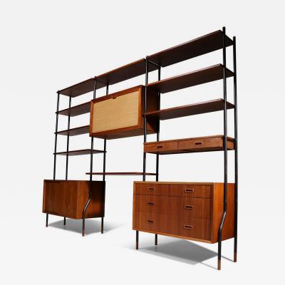 Danish Modern Teak Free Standing Wall Unit with Bar by Lyby M belfabrik