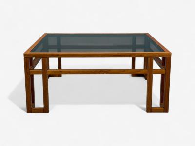 Danish Modern Teak Glass Square Coffee Table Denmark 1960s