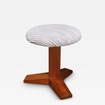 Danish Modern Three Legged Stool in Solid Teak and Leli vre Boucl 1950s