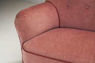 Danish Modern Three Seater Sofa with Twisted Cord Trimming Denmark 1940s