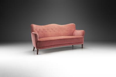 Danish Modern Three Seater Sofa with Twisted Cord Trimming Denmark 1940s