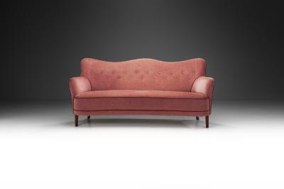 Danish Modern Three Seater Sofa with Twisted Cord Trimming Denmark 1940s