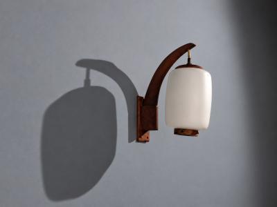 Danish Modern Wall Sconce Teak Opal Glass Denmark 1960s