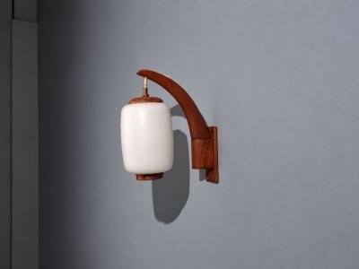 Danish Modern Wall Sconce Teak Opal Glass Denmark 1960s