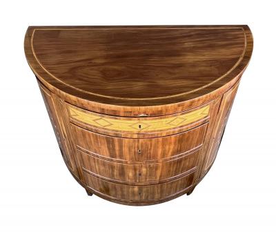 Danish Neoclassical Style Inlaid Mahogany Demi lune Four drawer Cabinet