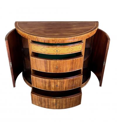 Danish Neoclassical Style Inlaid Mahogany Demi lune Four drawer Cabinet