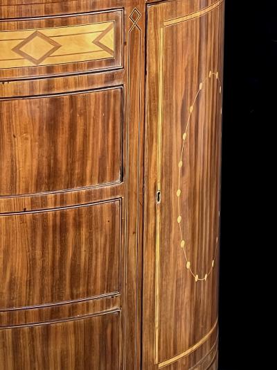 Danish Neoclassical Style Inlaid Mahogany Demi lune Four drawer Cabinet