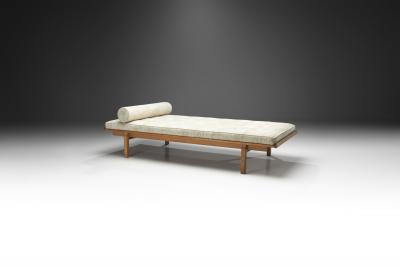 Danish Oak Daybed with Upholstered Mattress and Pillow Denmark ca 1950s