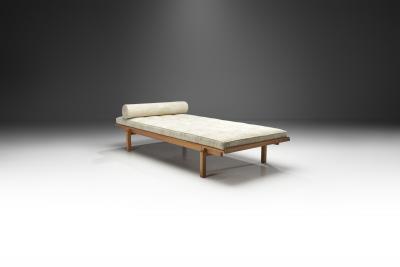 Danish Oak Daybed with Upholstered Mattress and Pillow Denmark ca 1950s