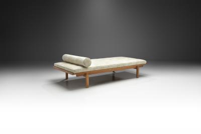 Danish Oak Daybed with Upholstered Mattress and Pillow Denmark ca 1950s